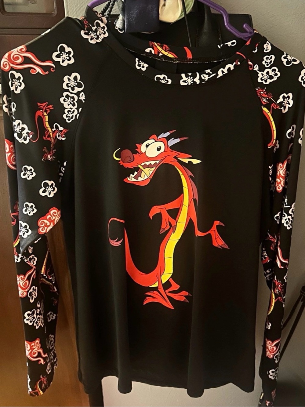Disney Black Long Sleeve Mushu Tee